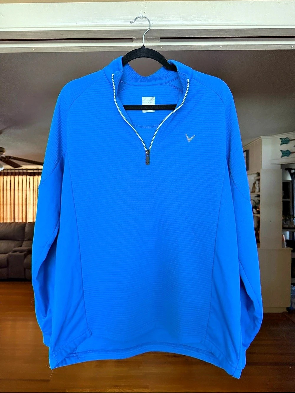 Callaway Opti-Dri Textured 1/4 Zip Pullover Textured Quarter-Zip Pullover Blue